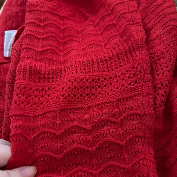 NWT Joan Rivers Open-Front Crochet Cardigan Red Sweater L - Picture 15 of 15